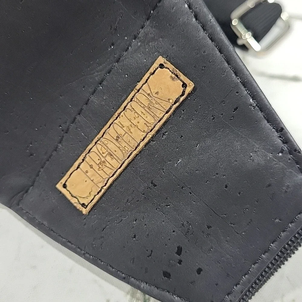Tiradia Cork Journey Belt Bag‎ Fanny Pack Black Vegan Leather Eco Wanderer